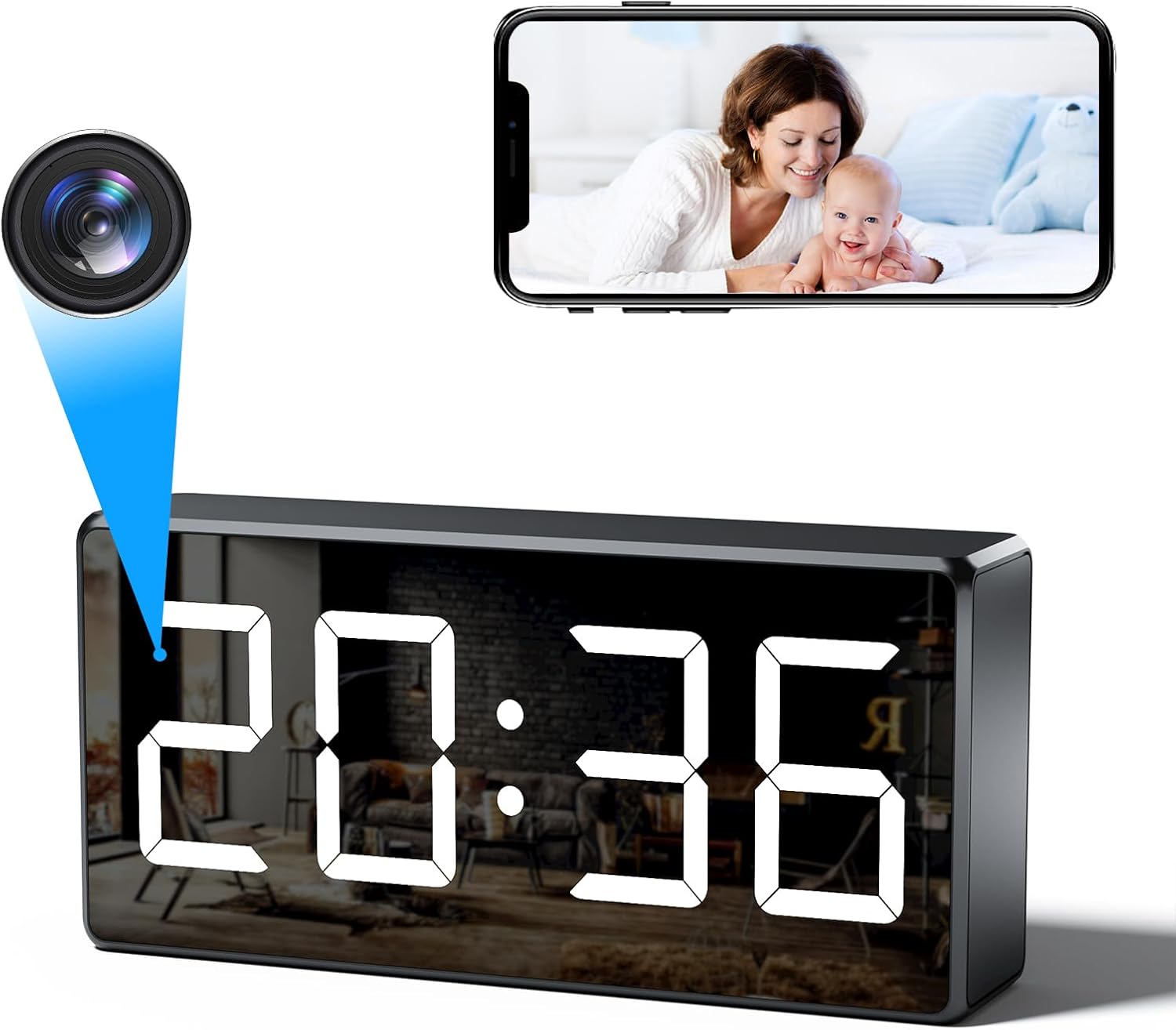 4K HD Security Camera Clock with 170 Wide Angle Wireless Home Office Security Indoor Surveillance Camera