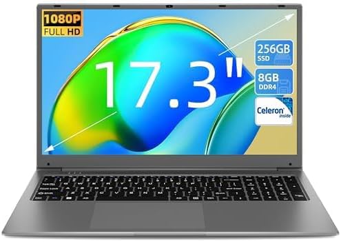 17.3 Inch Laptop 4GB DDR4 128GB SSD, Celeron Dual-Core Processor, 2xUSB 3.0, Dual Band WiFi, Bluetooth 4.2