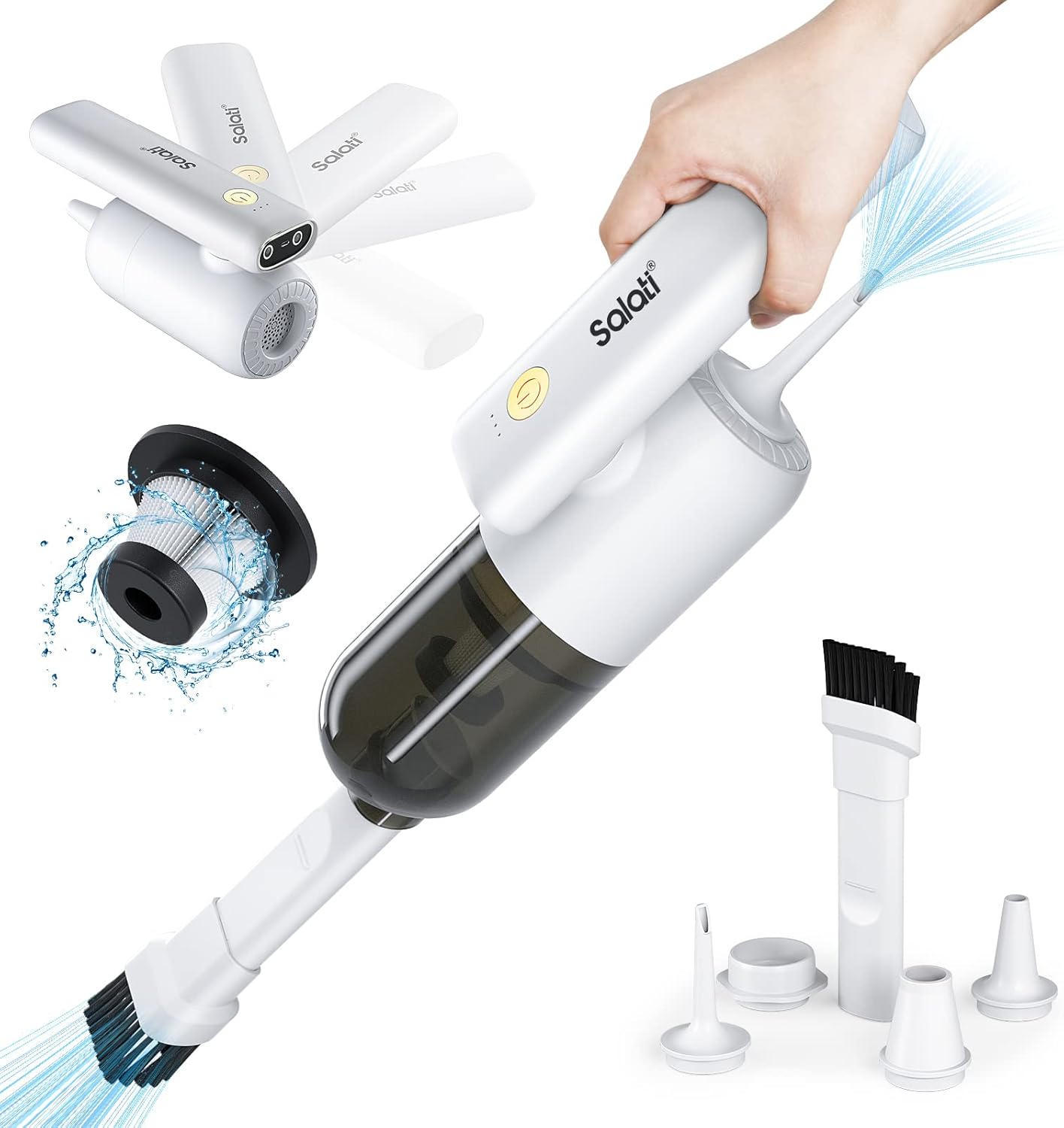 2-in-1 Compressed Air Duster with Vacuum, Salati Electric Air Duster Handheld Vacuum Cleaner, Rechargeable Battery